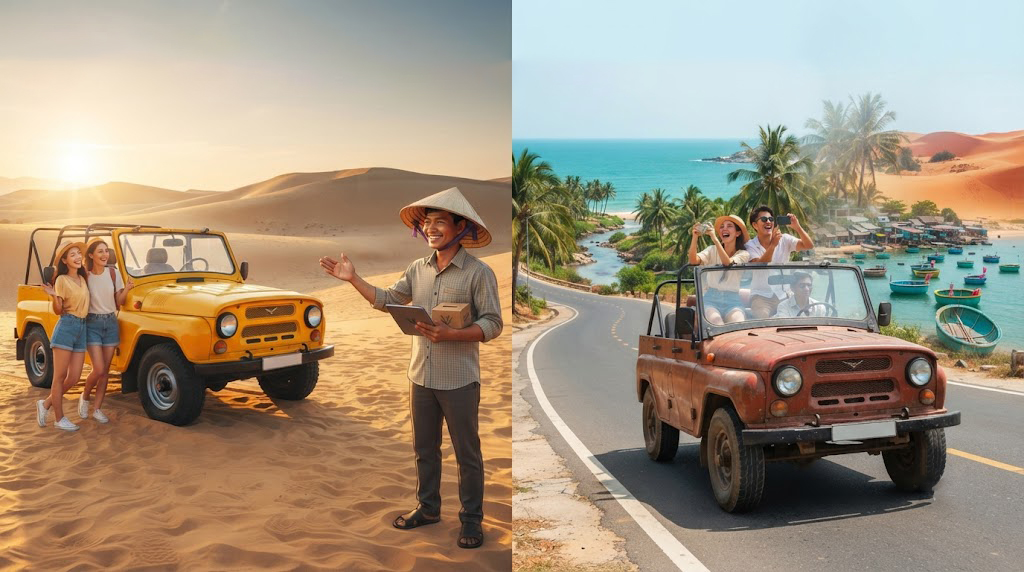 Mui Ne Jeep tour cost, Mui Ne Jeep tour price, private Jeep tour Mui Ne, Mui Ne sunrise Jeep tour